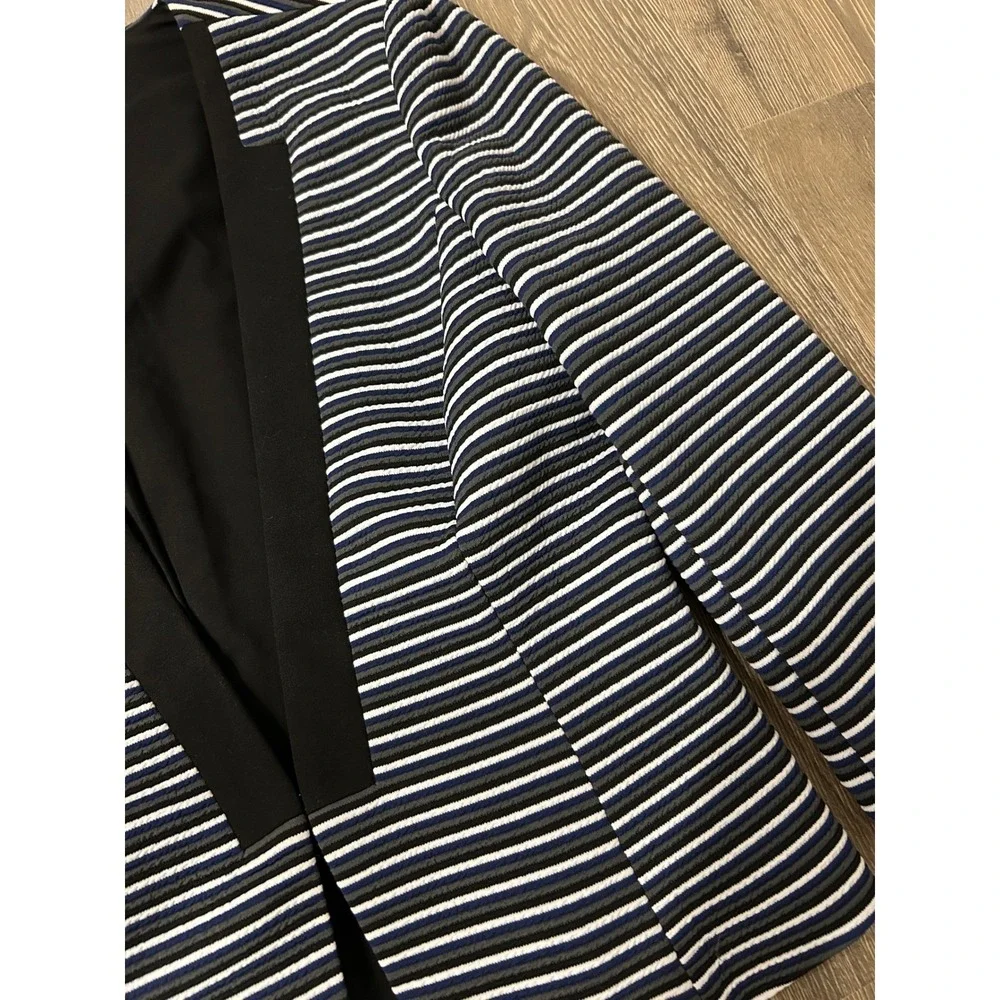 White‎ House Black Market Striped Open Front Blazer Navy Blue Black White Size 6